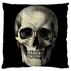 Newspaper Skull Large Cushion Case (one Side) by Valentinaart