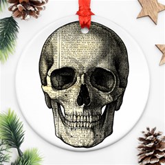 Newspaper Skull Ornament (round) by Valentinaart