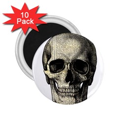 Newspaper Skull 2 25  Magnets (10 Pack)  by Valentinaart