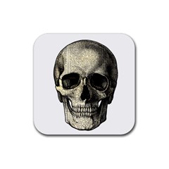 Newspaper Skull Rubber Coaster (square)  by Valentinaart