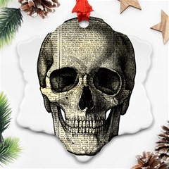 Newspaper Skull Snowflake Ornament (two Sides) by Valentinaart