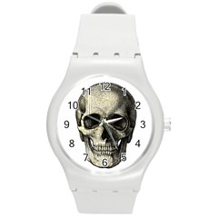 Newspaper Skull Round Plastic Sport Watch (m) by Valentinaart