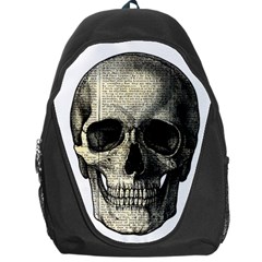 Newspaper Skull Backpack Bag by Valentinaart