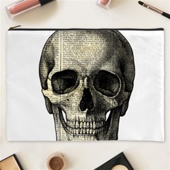 Newspaper Skull Cosmetic Bag (xxxl)  by Valentinaart