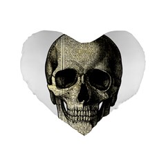 Newspaper Skull Standard 16  Premium Heart Shape Cushions by Valentinaart