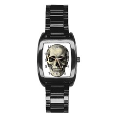 Newspaper Skull Stainless Steel Barrel Watch by Valentinaart