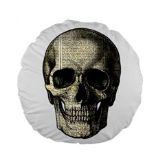 Newspaper Skull Standard 15  Premium Flano Round Cushions by Valentinaart