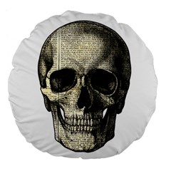 Newspaper Skull Large 18  Premium Flano Round Cushions by Valentinaart