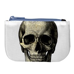 Newspaper Skull Large Coin Purse by Valentinaart