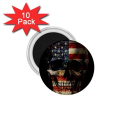 American Flag Skull 1 75  Magnets (10 Pack)  by Valentinaart