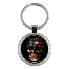 American Flag Skull Key Chains (round)  by Valentinaart