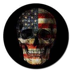 American Flag Skull Magnet 5  (round) by Valentinaart