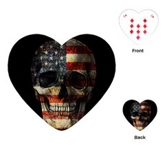 American Flag Skull Playing Cards (heart)  by Valentinaart