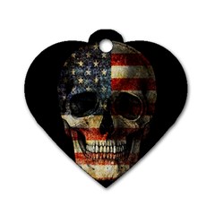 American Flag Skull Dog Tag Heart (two Sides) by Valentinaart