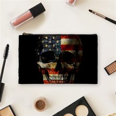 American Flag Skull Cosmetic Bag (medium)  by Valentinaart