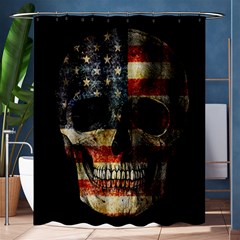 American Flag Skull Shower Curtain 60  X 72  (medium)  by Valentinaart