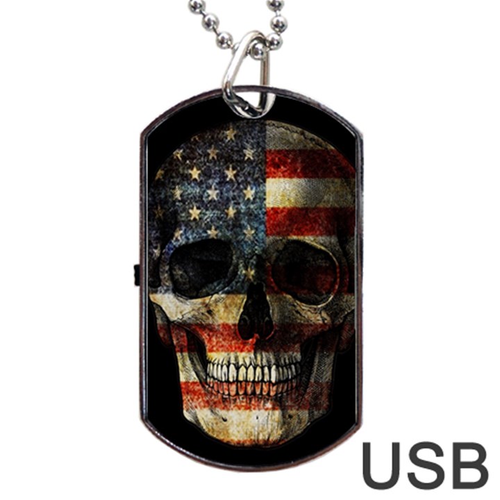 American flag skull Dog Tag USB Flash (Two Sides)