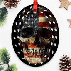 American Flag Skull Oval Filigree Ornament (two Sides) by Valentinaart