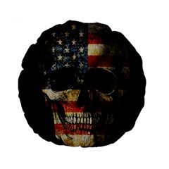 American Flag Skull Standard 15  Premium Round Cushions by Valentinaart