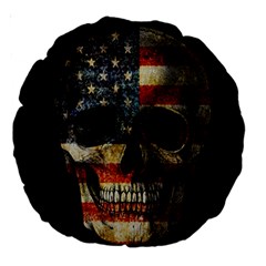 American Flag Skull Large 18  Premium Round Cushions by Valentinaart