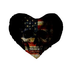 American Flag Skull Standard 16  Premium Heart Shape Cushions by Valentinaart