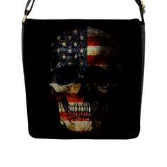 American Flag Skull Flap Messenger Bag (l)  by Valentinaart