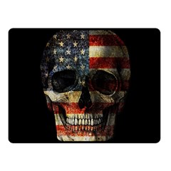 American Flag Skull Double Sided Fleece Blanket (small)  by Valentinaart