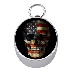 American Flag Skull Mini Silver Compasses by Valentinaart