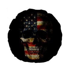 American Flag Skull Standard 15  Premium Flano Round Cushions by Valentinaart