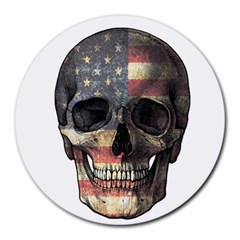 American Flag Skull Round Mousepads by Valentinaart