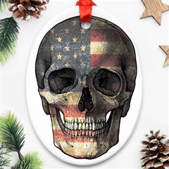 American Flag Skull Ornament (oval) by Valentinaart