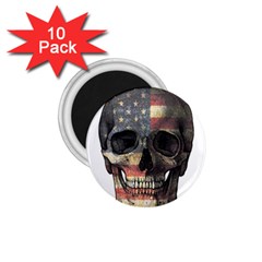 American Flag Skull 1 75  Magnets (10 Pack)  by Valentinaart