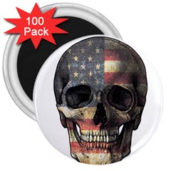 American Flag Skull 3  Magnets (100 Pack) by Valentinaart