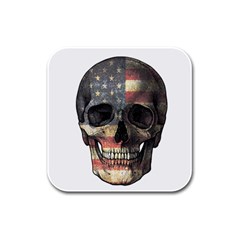 American Flag Skull Rubber Square Coaster (4 Pack)  by Valentinaart