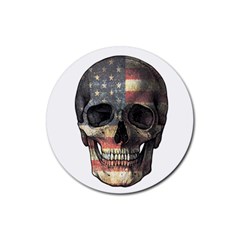 American Flag Skull Rubber Round Coaster (4 Pack)  by Valentinaart