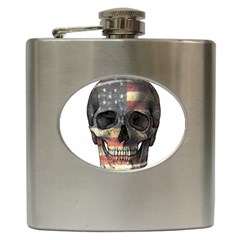 American Flag Skull Hip Flask (6 Oz) by Valentinaart