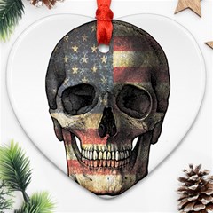 American Flag Skull Heart Ornament (two Sides) by Valentinaart