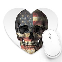 American Flag Skull Heart Mousepads by Valentinaart