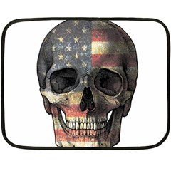 American Flag Skull Double Sided Fleece Blanket (mini)  by Valentinaart