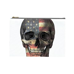 American Flag Skull Cosmetic Bag (large)  by Valentinaart