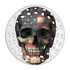 American Flag Skull Ornament (round Filigree) by Valentinaart