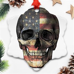 American Flag Skull Ornament (snowflake) by Valentinaart