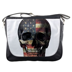 American Flag Skull Messenger Bags by Valentinaart