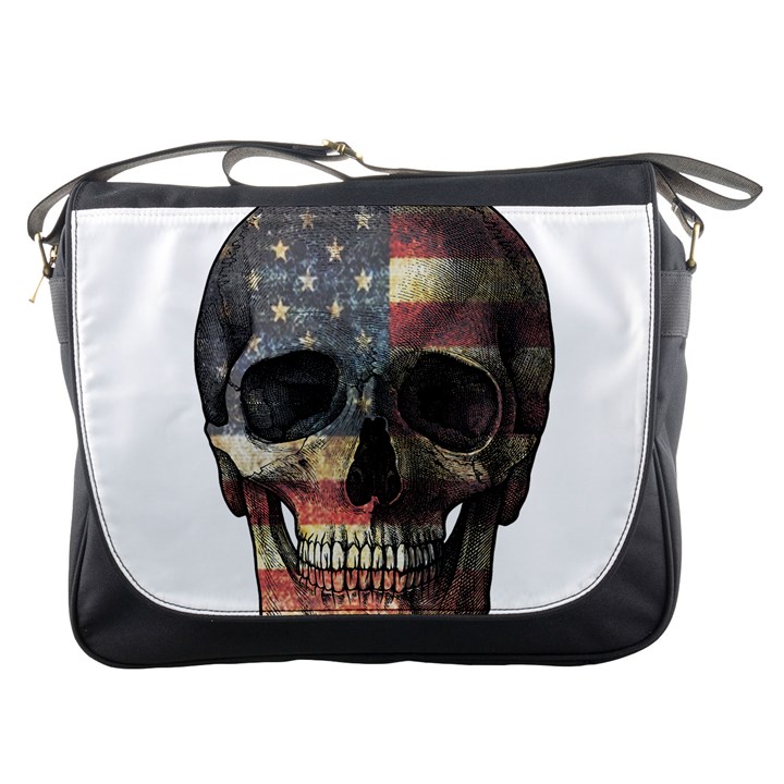 American flag skull Messenger Bags