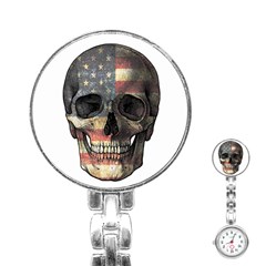 American Flag Skull Stainless Steel Nurses Watch by Valentinaart