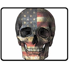 American Flag Skull Double Sided Fleece Blanket (medium)  by Valentinaart