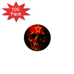 Russian Flag Skull 1  Mini Buttons (100 Pack)  by Valentinaart