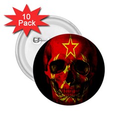 Russian Flag Skull 2 25  Buttons (10 Pack)  by Valentinaart