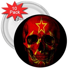 Russian Flag Skull 3  Buttons (10 Pack)  by Valentinaart