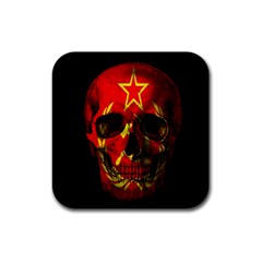 Russian Flag Skull Rubber Coaster (square)  by Valentinaart